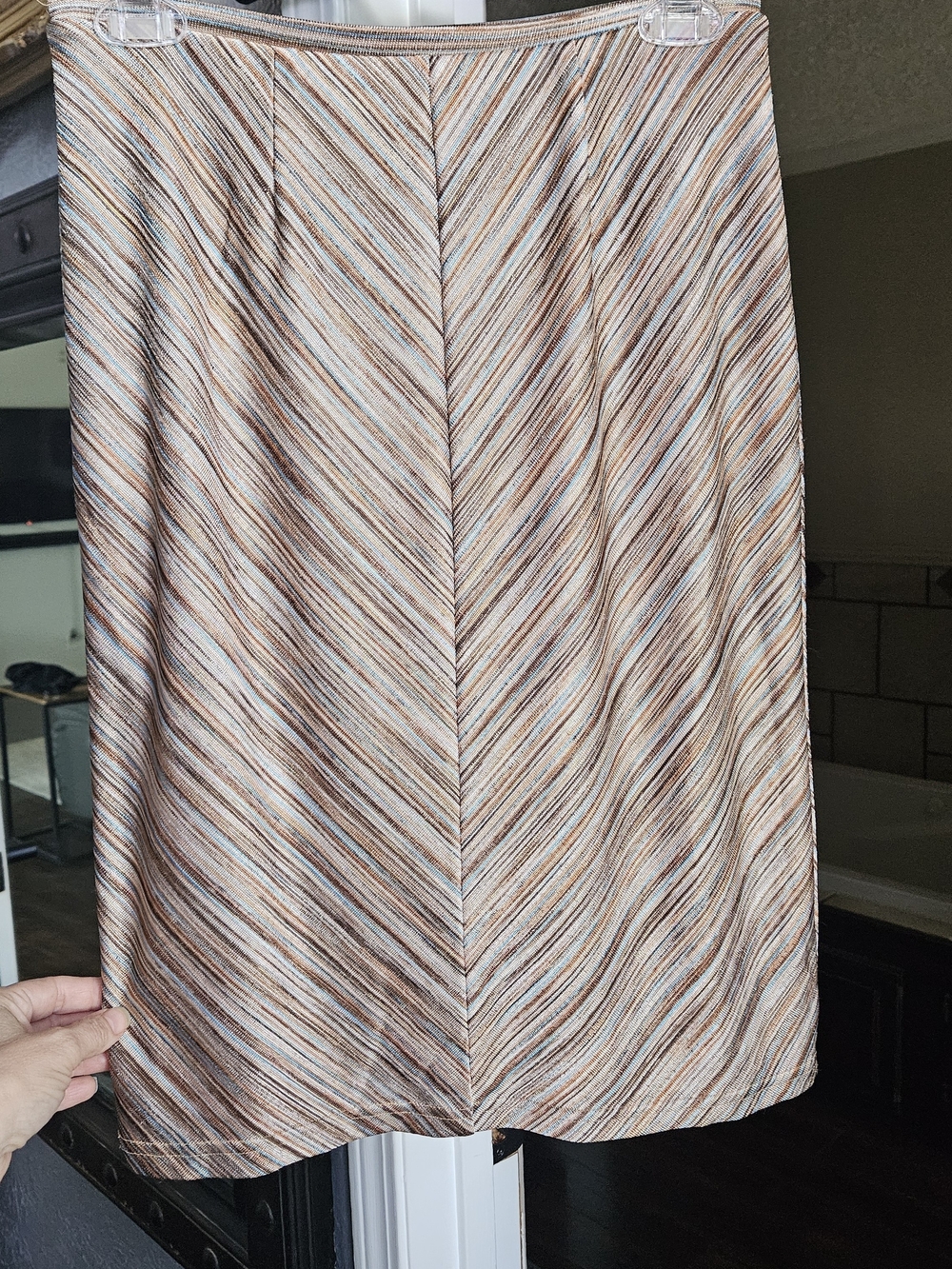 Express Striped Pencil Skirt in Beige and Brown